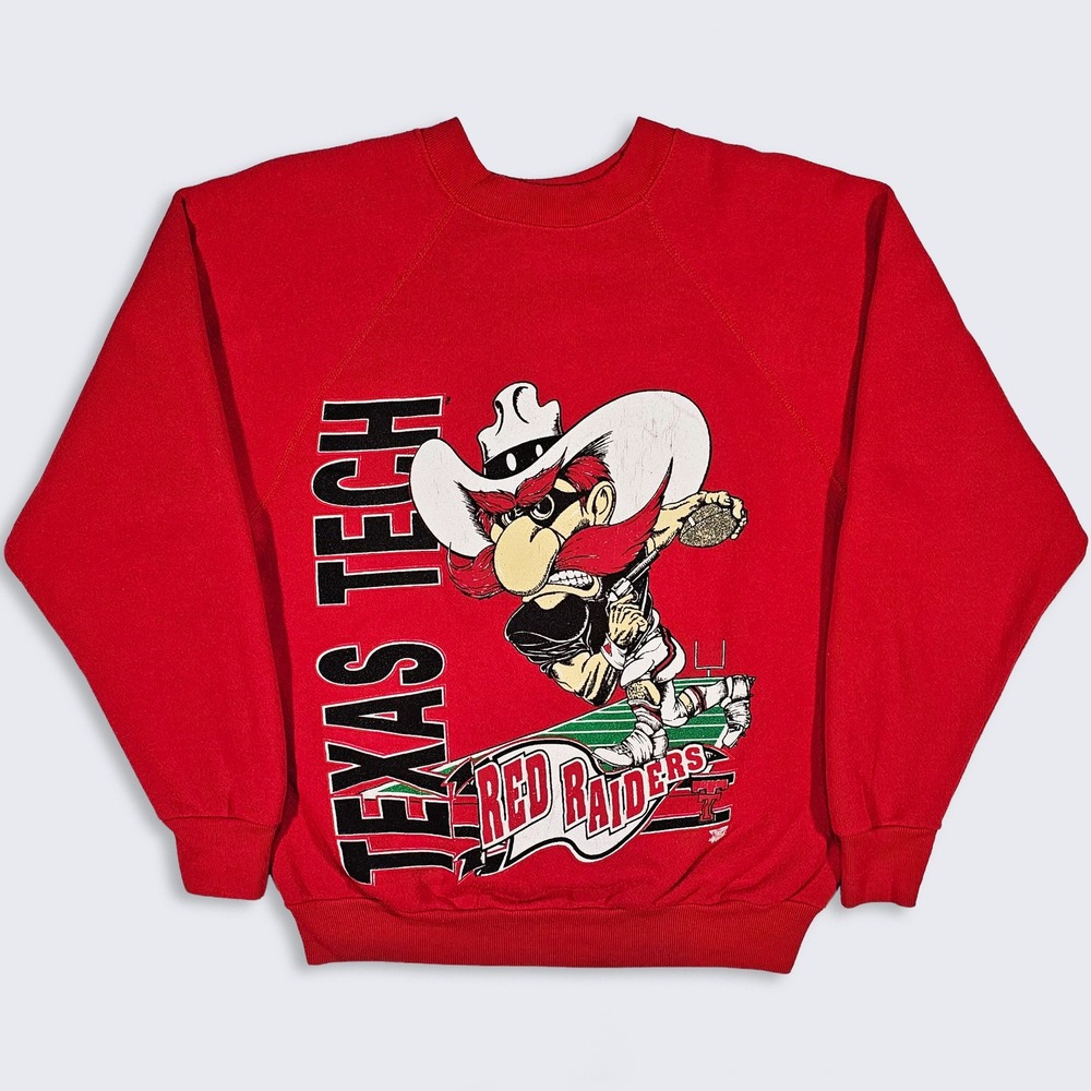 Texas Tech Red Raiders Vintage 80s Cowboy Mascot Crewneck Sweatshirt
